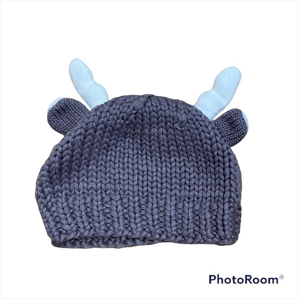 Baby Knit Hat 9-12 mos Moose Deer Animal Antlers Kids Children’s